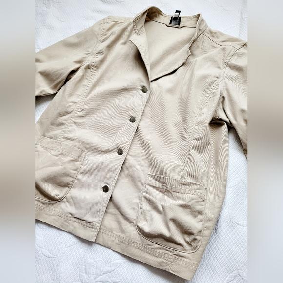 Eileen Fisher Women's Stretch Eco Cotton Canvas Blazer Khaki Tan Oversized Large - Picture 11 of 16